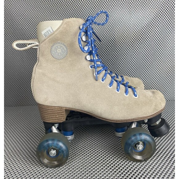BTFL Pro Artistic Suede Roller Skates 8 Gray Taupe Leather Indoor & Outdoors - Picture 1 of 13